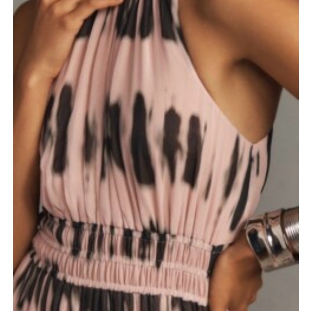 Anthropologie Elegant Pink and Black Halter style Maxi Dress - Picture 4 of 9
